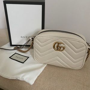 Gucci GG Marmont Matelassé Mini Bag in white